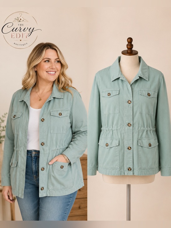 St. John's Bay Jackets & Blazers - St. John’s Bay Celery Utility Jacket XL Safari Military Cargo Coastal Chic